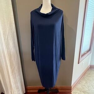 NWT Essential Bodywear Women's Navy Long Sleeve Mock Dress, Size M